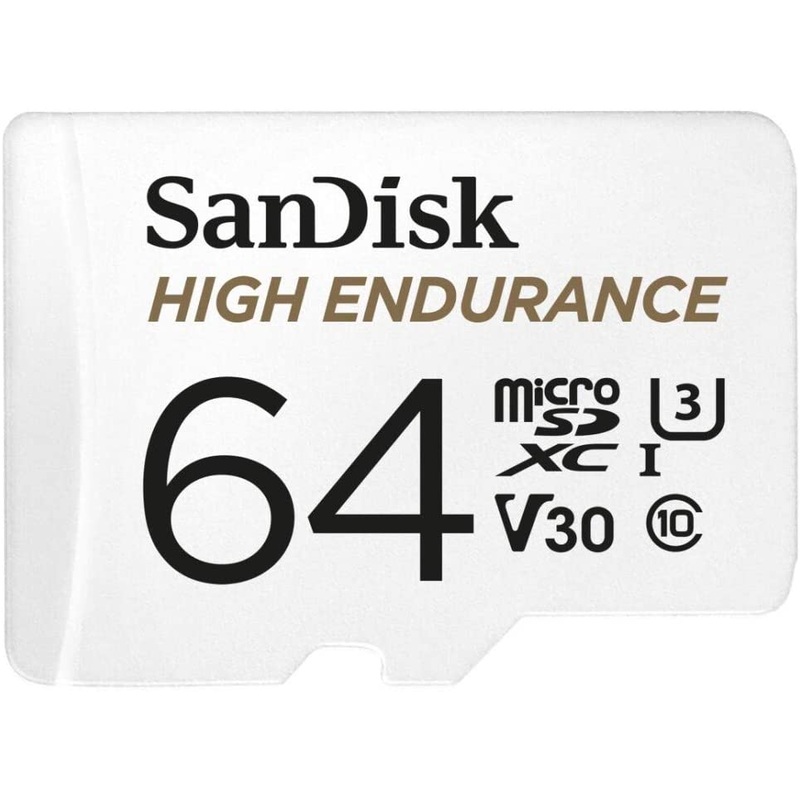 SanDisk HIGH ENDURANCE microSD Card U3, V30, 4K UHD SDXC Class 10, 100mb/s and 40mb/s Read and Write Speed with Adapter (32GB, 64GB, 128GB, 256GB)