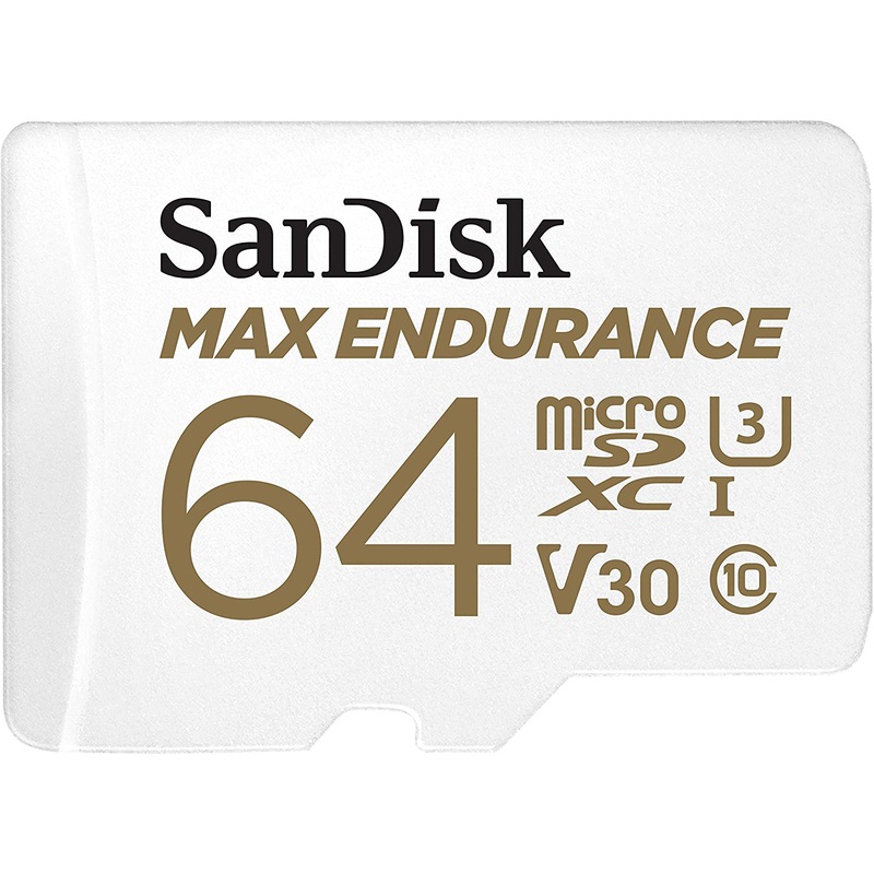 SanDisk MAX ENDURANCE microSD Card U3, V30, 4K UHD SDXC Class 10, 100mb/s and 40mb/s Read and Write Speed with Adapter (64GB, 128GB, 256GB)