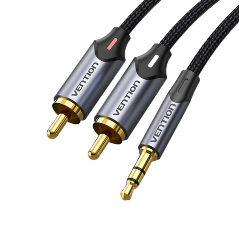 Vention Dual RCA AV Male to TRS 3.5mm TRS MALE 8-Meters Cotton Braided Gold Plated (BCN) Audio Video Cable for PC, Laptops, Amplifiers, Speakers
