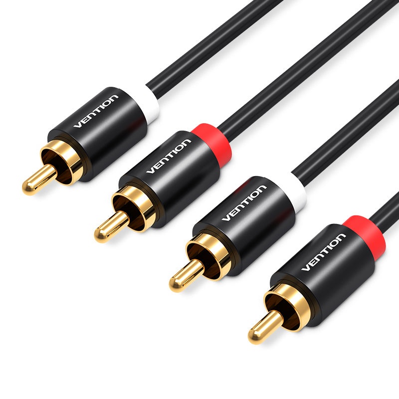 Vention Dual RCA Male to Male 3-Meters Gold Plated Audio Cable (VAB-R06) for PC, TV, Monitors, Projectors