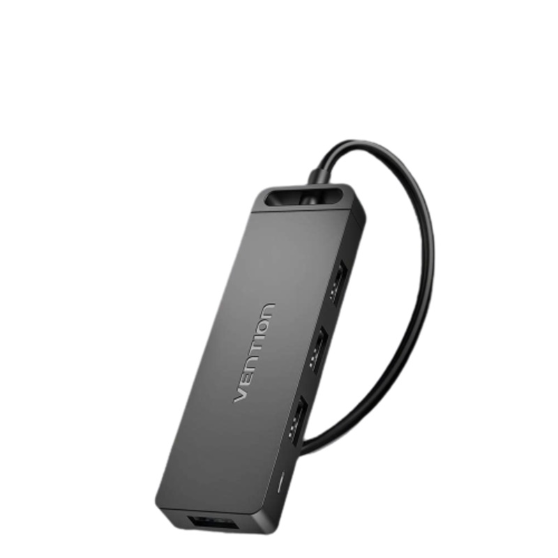Vention High Speed 4-Port USB 2.0 Nickel Plated 0.5-Meter Hub With Power Supply 480Mbps Transfer Rate and Built-in SL2.1S Chip (CHMBD)