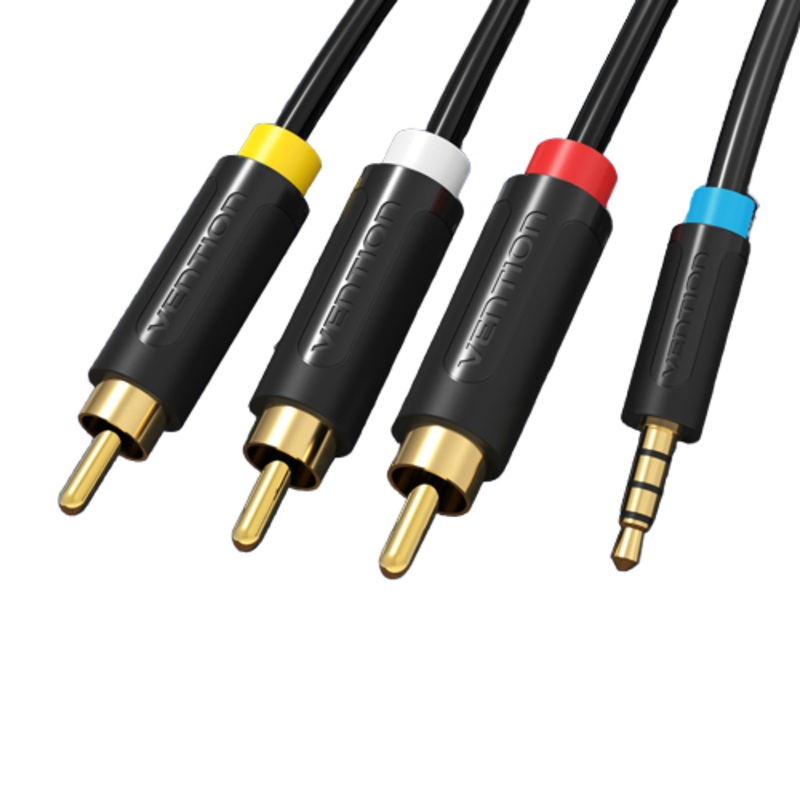 Vention TRS 2.5mm to Triple RCA 2-Meters Gold Plated (BCC) Audio and Video Cable for TV, TV Box, PC, Laptops, Amplifiers, Speakers