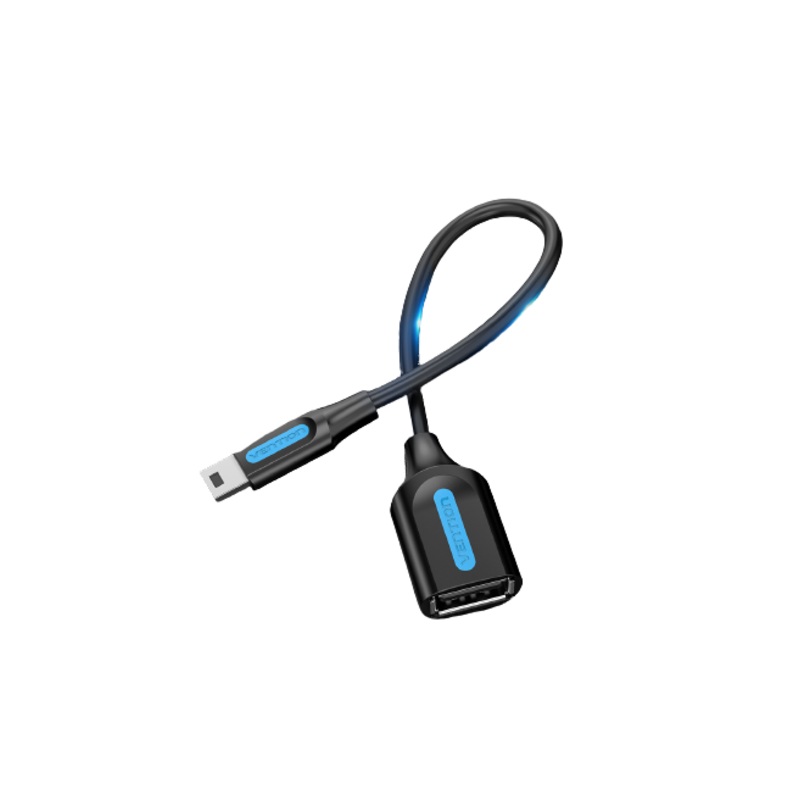 Vention USB 2.0 Mini-B Male to A Female OTG 0.15M Tinned Copper Cable 480Mbps (CCT) Black PVC Type