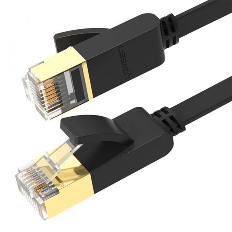 [CLEARANCE] UGREEN CAT7 10Gbps 600Mhz U/FTP Ethernet 3-Meters Gold Plated Flat RJ45 Lan Cable for PC, Windows, Mac (Black) | 11262