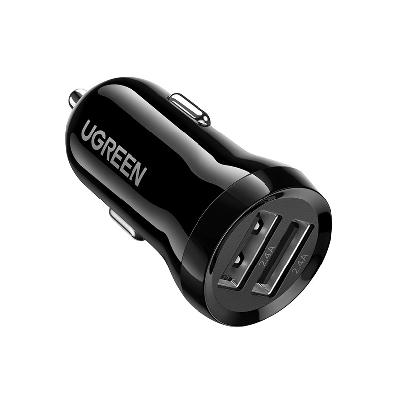 [CLEARANCE] UGREEN Dual USB Car Charger 24W 4.8A Fast Charging Adapter with Overcharge / Short Circuit Protection, Fireproof ABS Housing for 12V 24V Cars