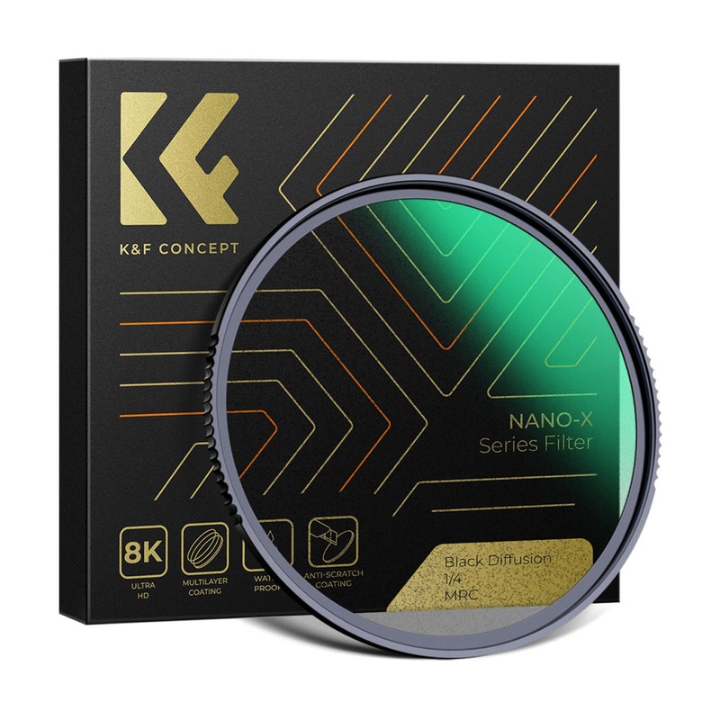 K&F Concept Black Mist 1/4 Density Nano-X Lens Filter w/ Cinebloom Black Diffusion Special Effects (37mm, 40.5mm, 43mm, 46mm, 49mm, 52mm, 55m, 58mm, 62mm, 67mm, 72mm, 77mm, 82mm, 86mm, and 95mm)