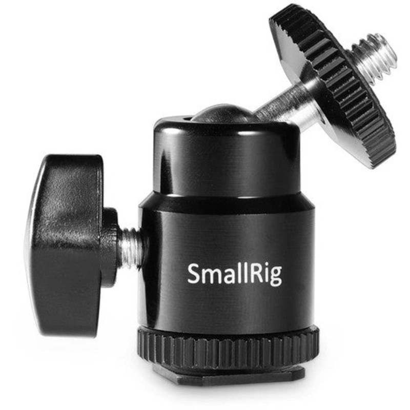 SmallRig Cold Shoe to 1/4 Inch Threaded Adapter with Swiveling Ball-Head and Hot Shoe Adapter for DLSR Cameras 761