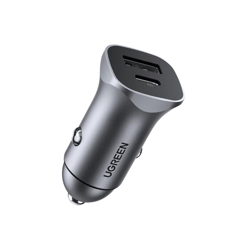 [CLEARANCE] UGREEN 24W PD Dual USB Port Fast Car Charger Adapter Compatible with Mobile Devices, Tablets, Dash Camera (Space Gray) | 30780