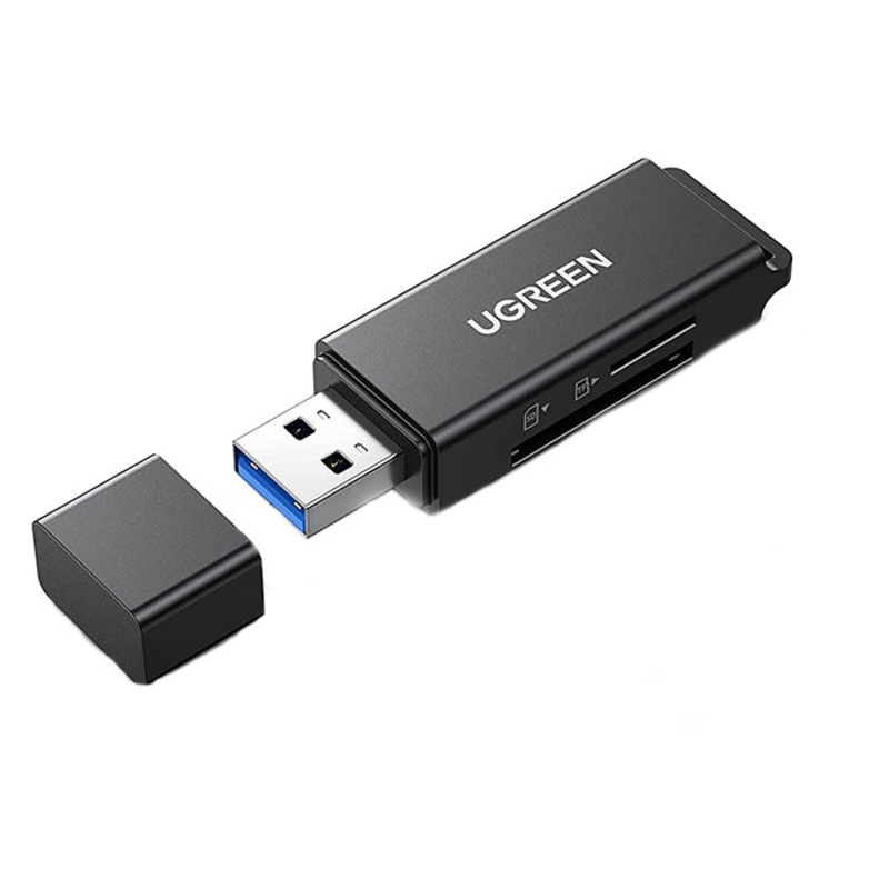 [CLEARANCE] UGREEN USB 3.0 to TF/SD Dual Flash Memory Card Adapter Super Speed Data Transfer Hub 5Gpbs with 2 Ports for PC, Laptop (Black) | 40752