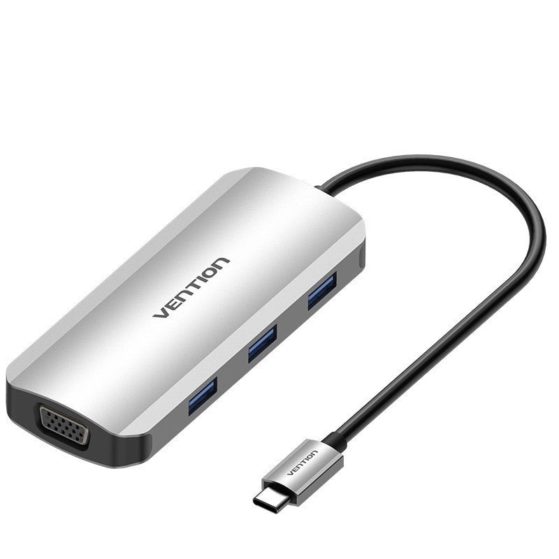 [CLEARANCE] Vention 6 in 1 USB Type C Hub with 4K HDMI Output, 5Gbps USB 3.0 Ports, 1080P 60Hz VGA & Fast Charging USB-C Power Delivery Adapter Dock | TOIHB