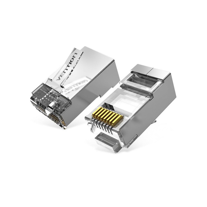 [CLEARANCE] Vention IDGR0-100 CAT6A UTP RJ45 100pcs Transparent Modular Wire Plug Connector with Metal Shielded Shell for Stable Transmission (100 Pieces)