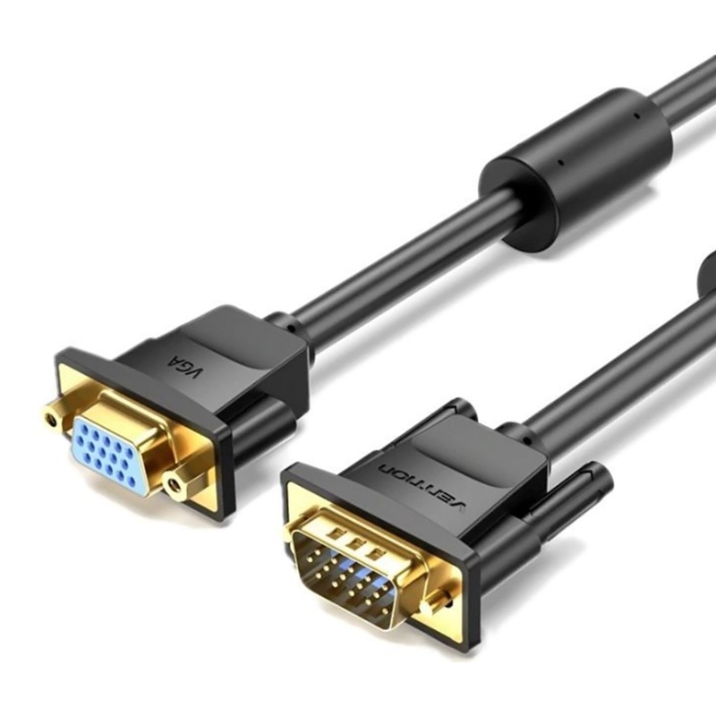 [CLEARANCE] Vention VGA Male to VGA Female (3+6) Gold-Plated Extra Long Extension Cable Cord with Full HD Resolution for Laptop and Projector (10 Meters) | DAGBL