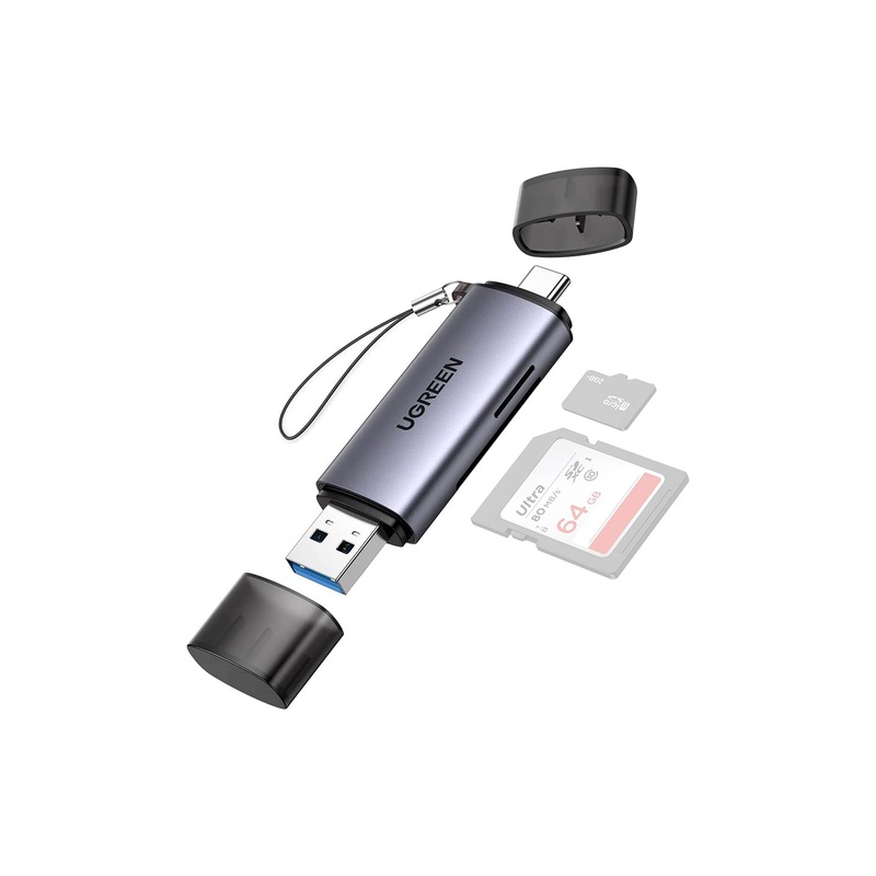 UGREEN 2 in 1 USB Type C to USB 3.0 Micro SD/TF Card Reader with 5Gbps Data Transfer Speed, 2TB Max Supported Capacity | 50706