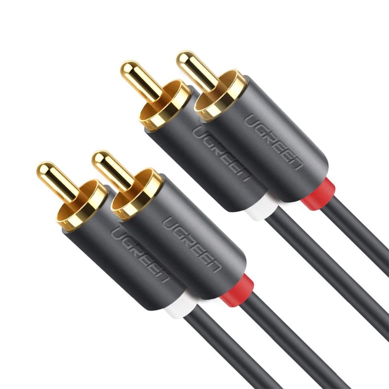 UGREEN 2 RCA Male to Male Stereo Audio Jack Gold-Plated Cable for Audio, Amplifier, TV, DVD Devices (1M, 1.5M 2M, 3M, 5M) – Black | 30747 10517 10518 10519 10520