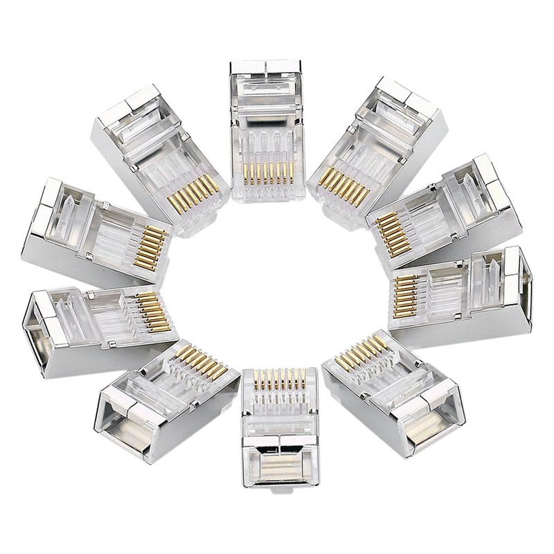 UGREEN CAT6 Shielding Crystal Head RJ45 Ethernet Network Adapter Crimp Connector (10 Pieces) | 20333