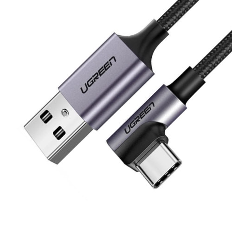 UGREEN USB 2.0 Male to Type C Angled Cable 90 Degree 3A Quick Charging 480Mbps Data Transfer Cord for Smartphones, PC (2M) | 50942 |