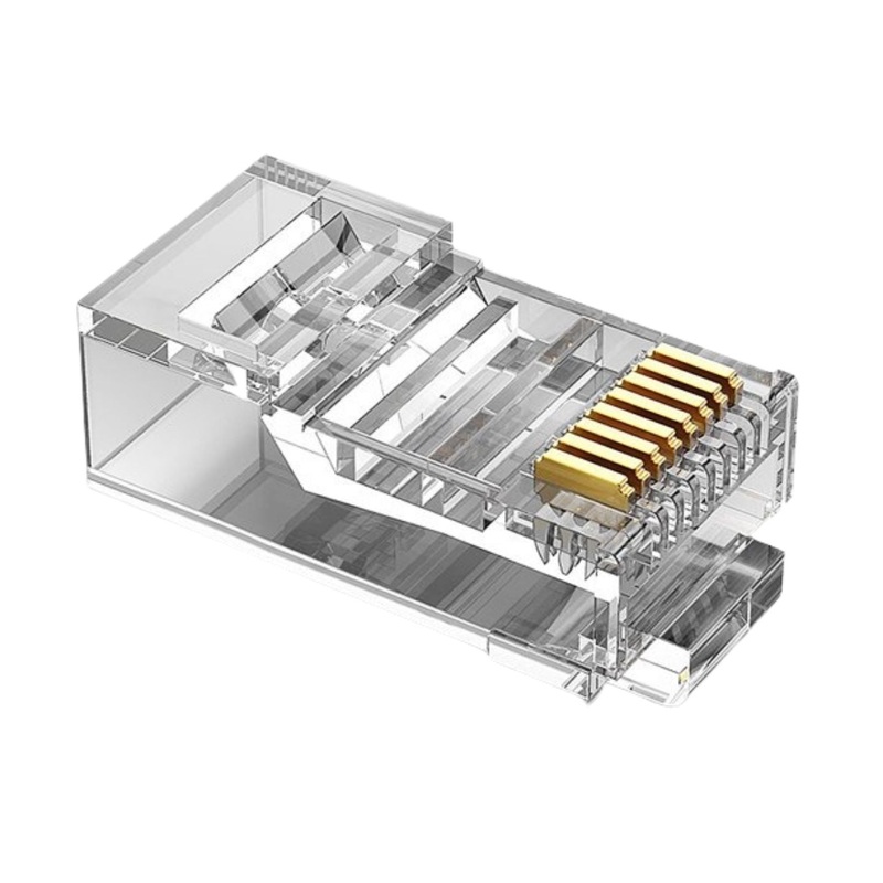 Vention CAT5E FTP/UTP RJ45 Transparent Modular Gold-Plated Wire Plug Connector 100Mbps Transmission Speed(10 Pieces) | IDAR0, IDBR0