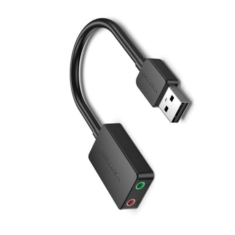 Vention USB 2.0 External Sound Card to 3.5mm Female AUX Audio Adapter for Earphones, Microphone (0.15M) | CDY |