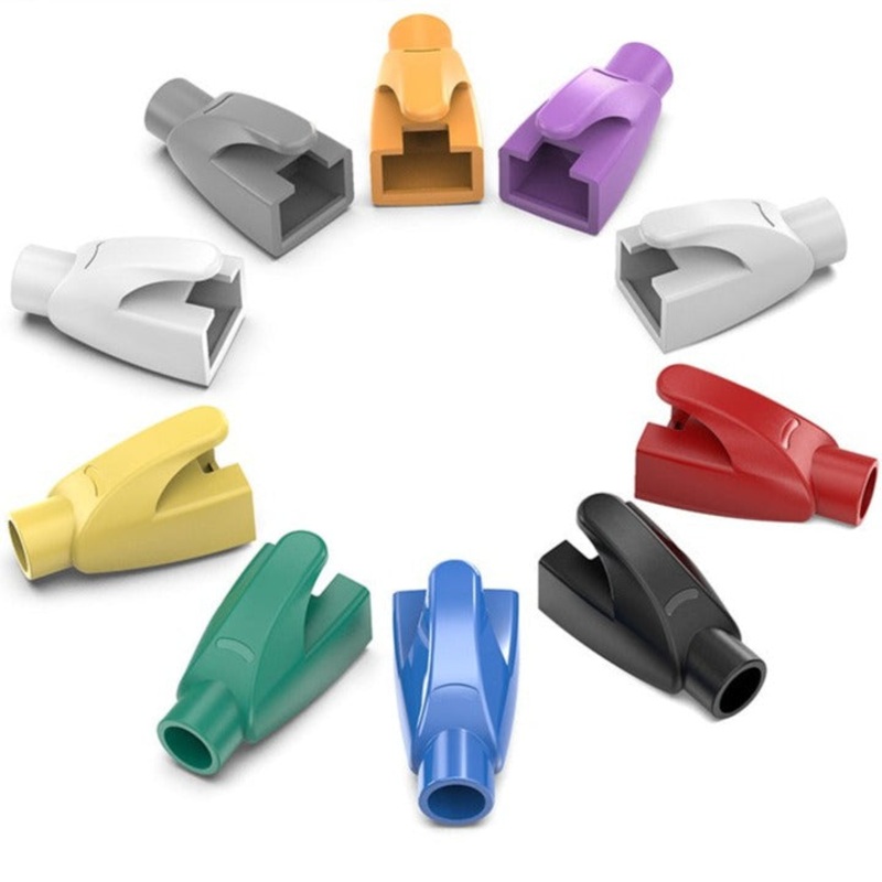 Vention Waterproof and Dustproof PVC Strain Relief Boots Covers for Ethernet LAN RJ45 Network Cables (Pack of 50) | (Blue)