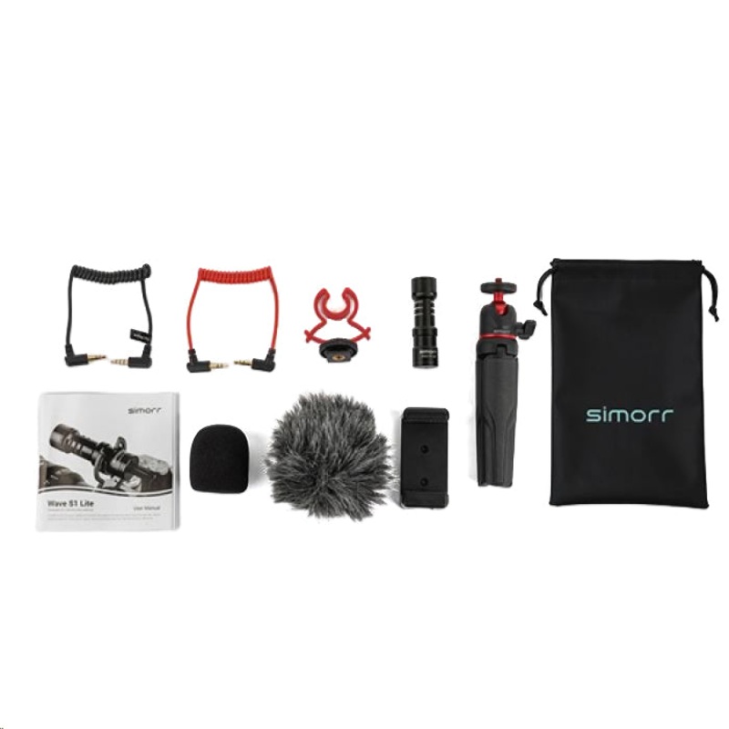 [CLEARANCE] Simorr by Smallrig Vigor VK-40 Vlog Tripod Kit with Phone Holder, Cold Shoe Mount, Wave S1 Lite Microphone, Ball Head with Adjustable Height for Smartphones (Black) | 3511