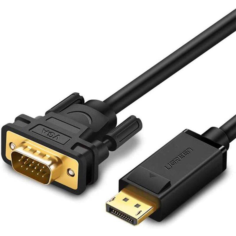 [CLEARANCE] UGREEN 1080P 60Hz DisplayPort DP Male to VGA Male Gold-Plated Cable Connector Black 1.5 Meters for PC, Laptop, Projector (1.5M) | 10247