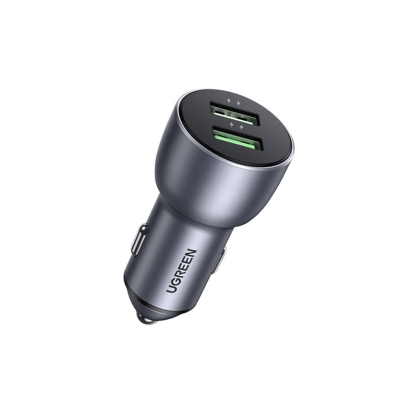 [CLEARANCE] UGREEN 36W Dual Port QC 3.0 USB Car Charger Adapter for Smartphones, Dashcam, Tablets (Dark Blue)