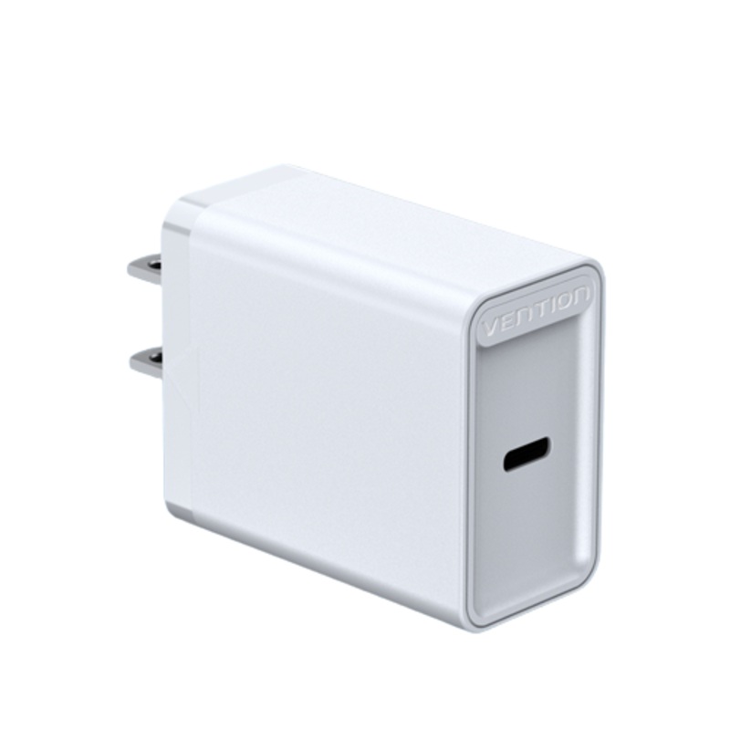 [CLEARANCE] Vention USB-C Power Delivery Port Fast Charge AC Wall Charger for Phone Tablet and Other Devices (US Plug) (White) (20W)