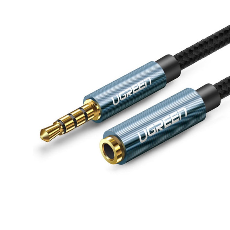 UGREEN 3.5mm Mini AUX High-Quality Male To Female Audio Cable Gold plated for Mobile Phones Tablets (Blue) (0.5M, 1M, 1.5M, 2M) | 4067