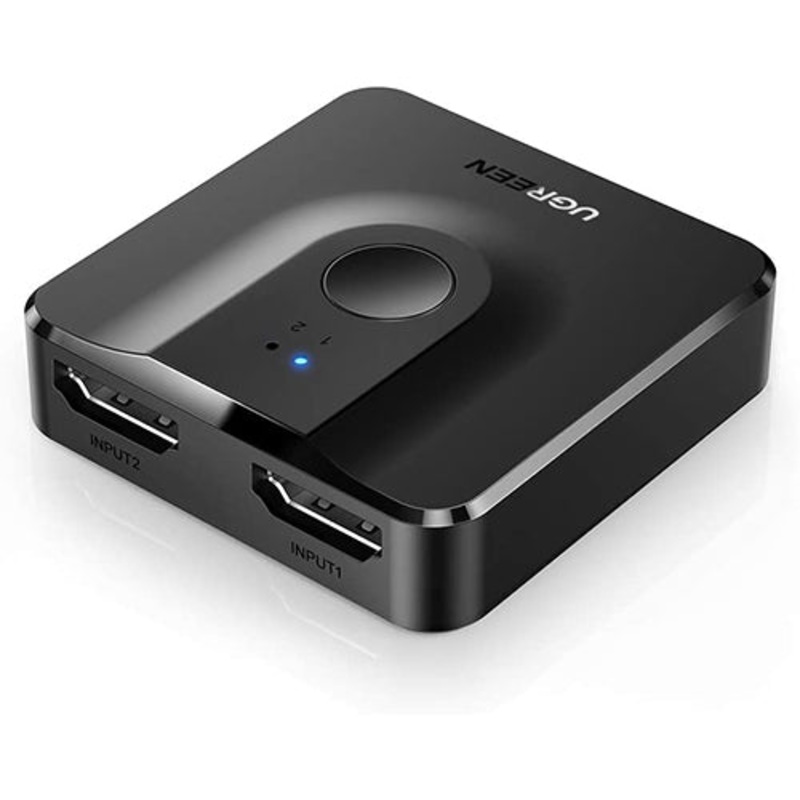 UGREEN 4K 60Hz Bi-Directional HDMI Splitter Switcher 2 Input One-Click Switch Adapter for TV, Laptop PC, Monitor, Projector (Black) | 50966