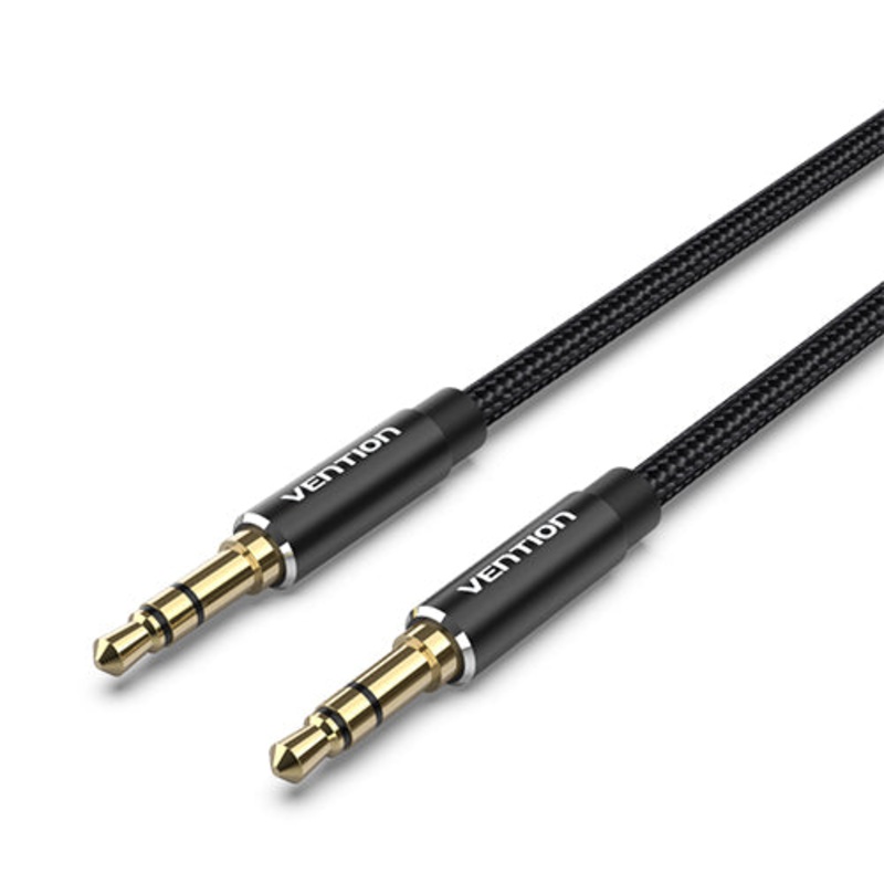Vention 3.5mm Male to Male Gold Plated AUX Audio Cable 29AWG for MP3, Computer, Tablet, Phone (Black) (0.5M) | BAWB