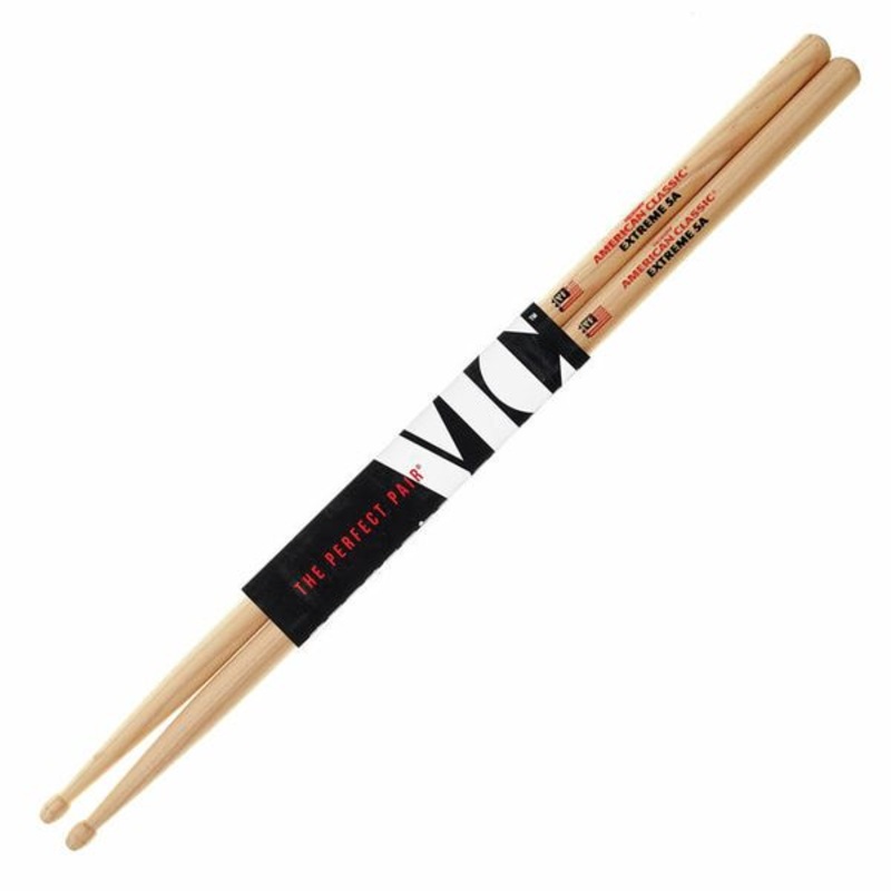 Vic Firth American Classic Extreme 5A Hickory Wood Tear Drop Tip Drumsticks (Pair) Drum Sticks for Drums and Percussion (Wood, Nylon Tips)