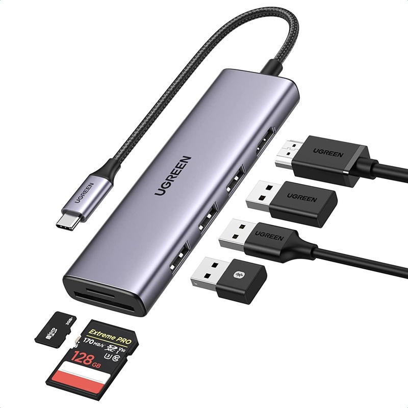 [CLEARANCE] UGREEN 6-in-1 USB-C Hub with 4K 30Hz HDMI USB-A 3.0 Ports and Built-in SD microSD Card Reader for PC Laptop Computers | 70410