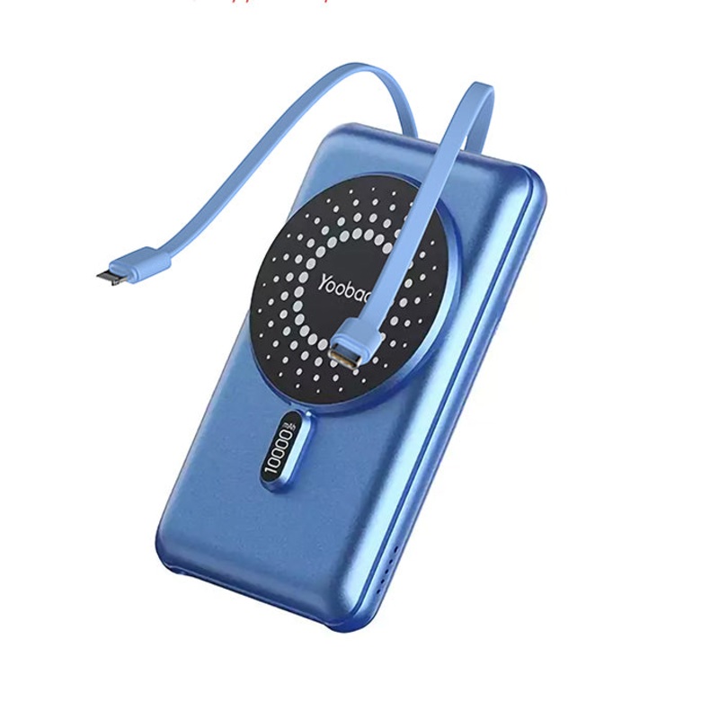 [CLEARANCE] Yoobao LC4 10000mAh Magnetic Wireless Powerbank PD20W Power Delivery Fast Charging with Built-in Two-Way Type C and Lightning Cable (Blue)