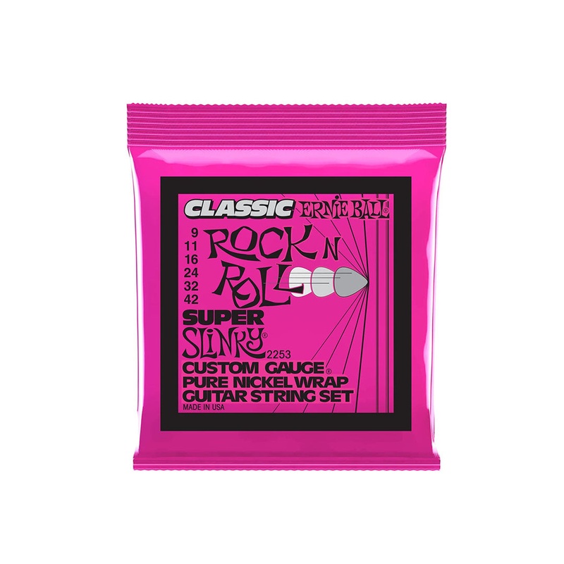 Ernie Ball Super Slinky Bright Gauge Classic Rock N Roll Pure Nickel Guitar Strings Set (.09-.042mm) | 2253