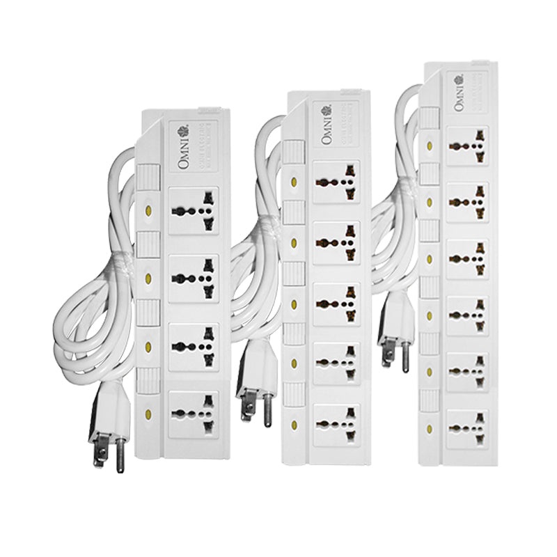 OMNI 1.8m / 6ft Universal Outlet Socket Extension Cord Set with Individual Switch | 4 Gang, 5 Gang, 6 Gang | 2500W 10A 220V with Built-in Safety Breaker, Flame Retardant | WED-360-PK WED-350-PK WED-340-PK