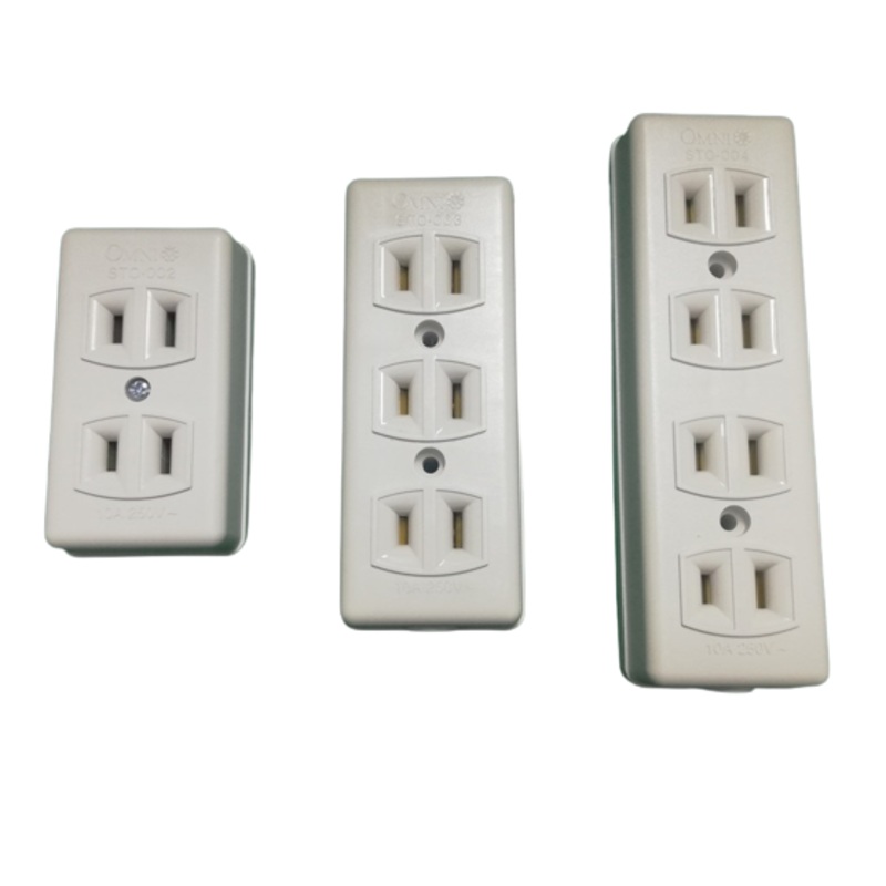 OMNI Spring Type Outlet Socket 10A 220V (2 Gang, 3 Gang, 4 Gang) for Electronics Appliances | STO-002 STO-003 STO-004