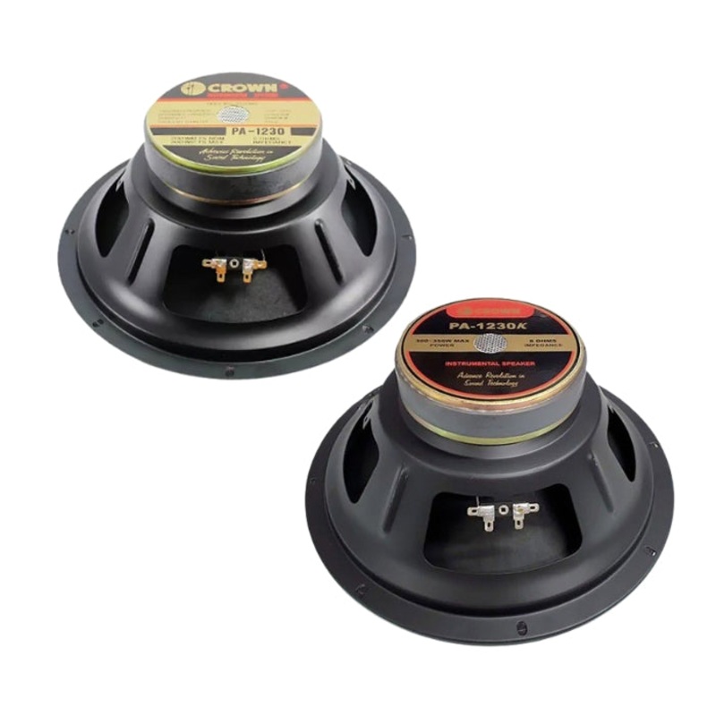 [CLEARANCE] Crown 300W / 350W 12 Instrumental Sound Audio Speaker with 50Hz-5KHz Frequency Response, Max 8 Ohms Impedance, 49.5mm Voice Coil (PA-1230, PA-1230K)
