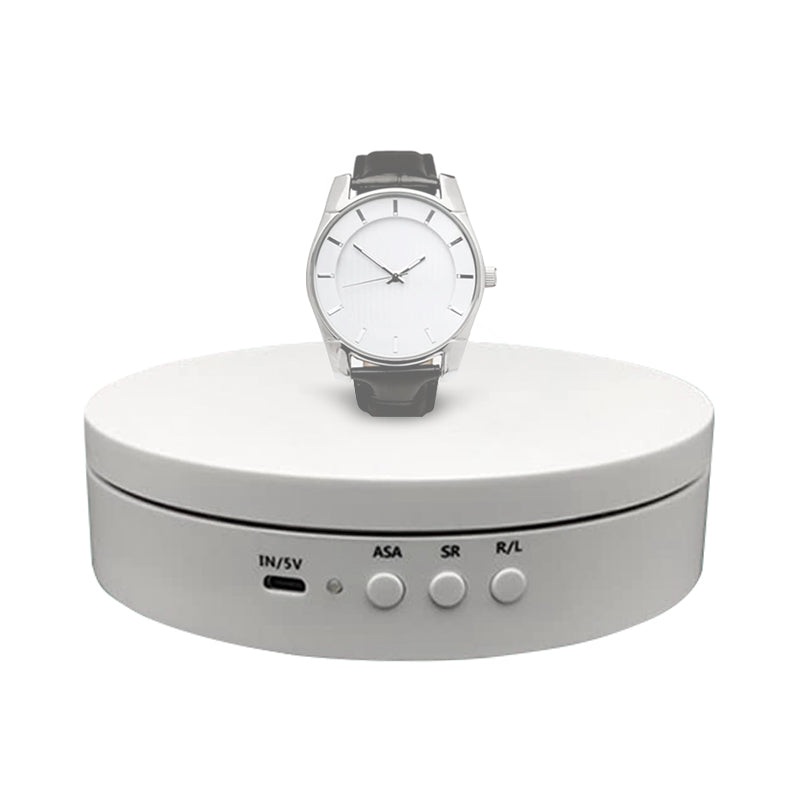 [CLEARANCE] Pxel AA-TT1 Electric 15cm 360 Degree Rotating TurnTable Stand Platform Display with 3-Gear RPM and Forward / Reverse Function for Product Display and Exhibition Photography (White)