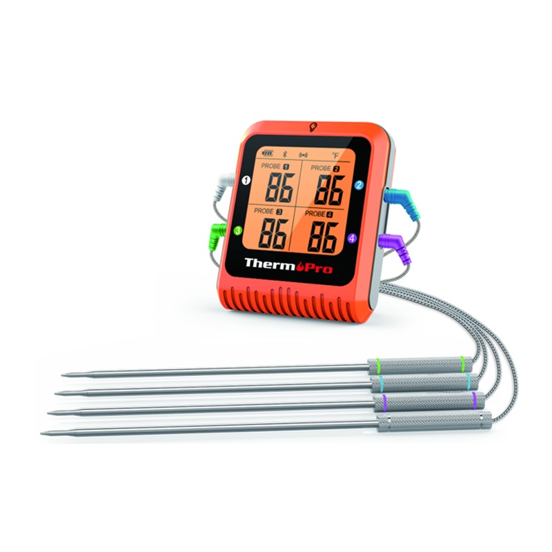 [CLEARANCE] ThermoPro TP930 Wireless and Rechargeable Meat Thermometer with IPX4 Splash Resistance, 4 Color-coded Probes, Grill Thermometer, Alarm and Timer for Grills, Ovens and Countertop Cooking