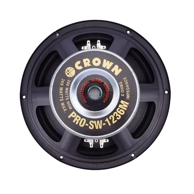 Crown 360W 12 Karaoke Subwoofer Speaker with 49.9mm Voice Coil, 96dB Sensitivity Level, Max 8 Ohms Impedance, 70hz-2.5khz Frequency Response (PRO-SW-1236M)