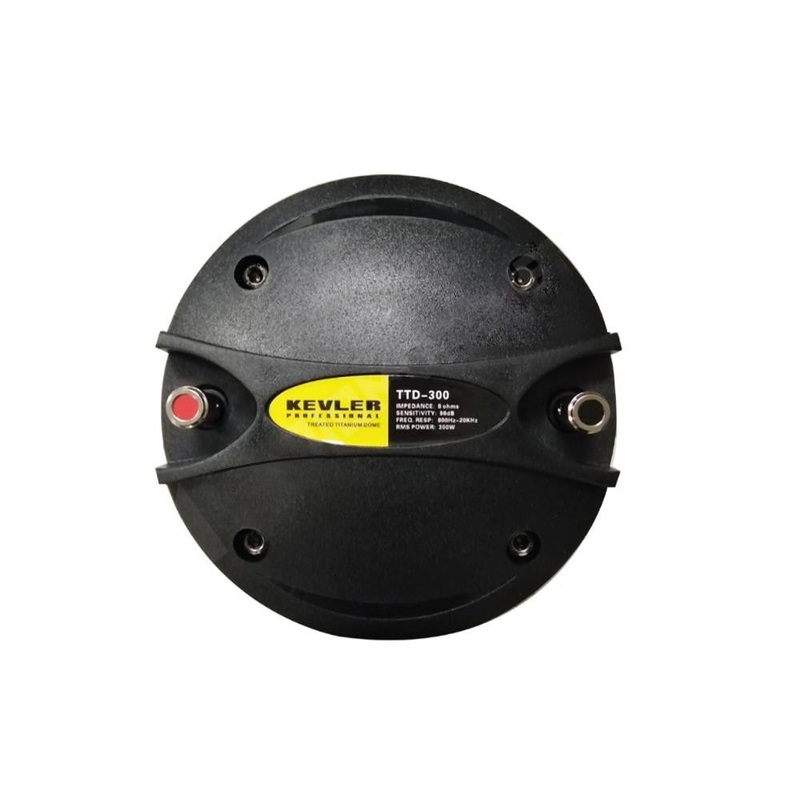 KEVLER TTD-300 300W Treated Titanium Dome Shape Compression Driver with 44mm Voice Coil and 1 Exit Throat for Speaker Output Feedback Reduction