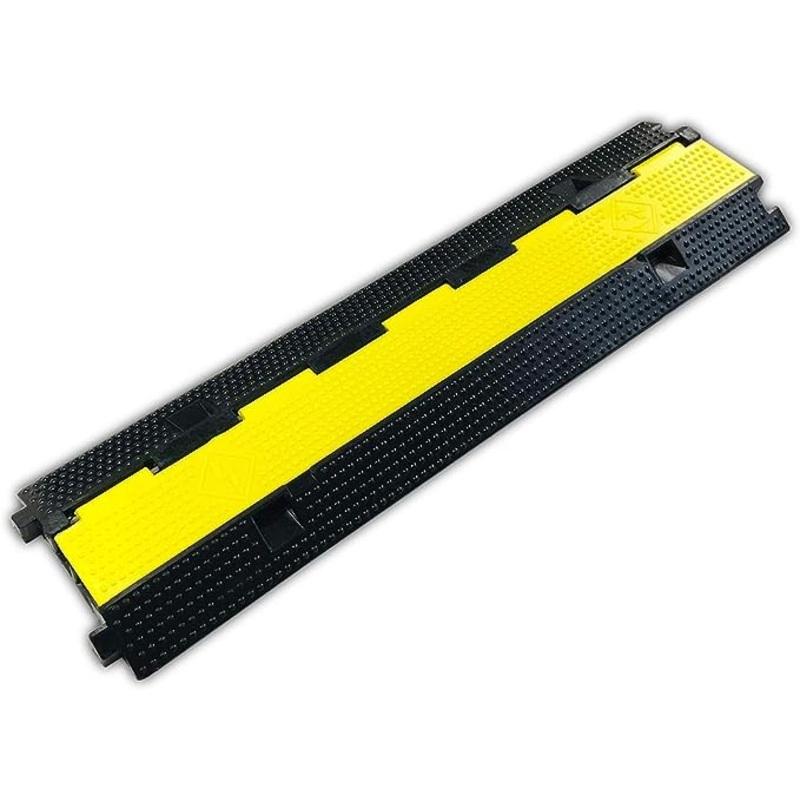 Pxel CR-2C Flip-Open Heavy Duty Cable Hose Rubber Protector Ramp (10 x 40) Floor Cord Cover with 2-Channel Track and Anti Slip Surface for Cables and Wires