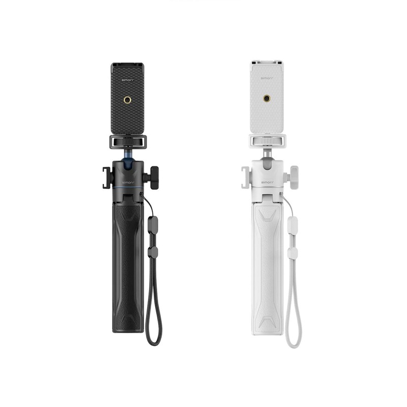 Simorr by SmallRig VK-25 Vlog Tripod Kit with 22 Maximum Extendable Height, Smartphone Clamp Phone Holder, 360 Degree Ball Head, Standard Cold Shoe Mount and Triple Leg Tabletop Setup for Smartphones (White, Black) | 3827 3828
