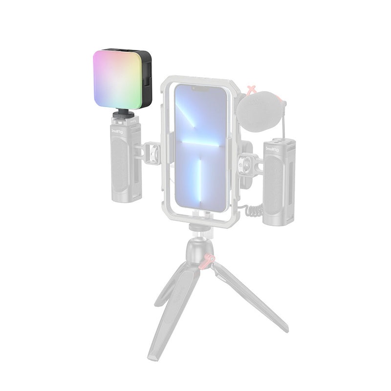 [CLEARANCE] SmallRig Vibe P108 RGB Video Light Built-In 2500mAh Battery with 2700-6500K Color Temperature, 12 Light FX, Shoe Mounts on 3 Sides + Base Adapter, 1-Handed Dimming, RGB, CCT Control Wheel for Vlogging (Phonograph) | 4276