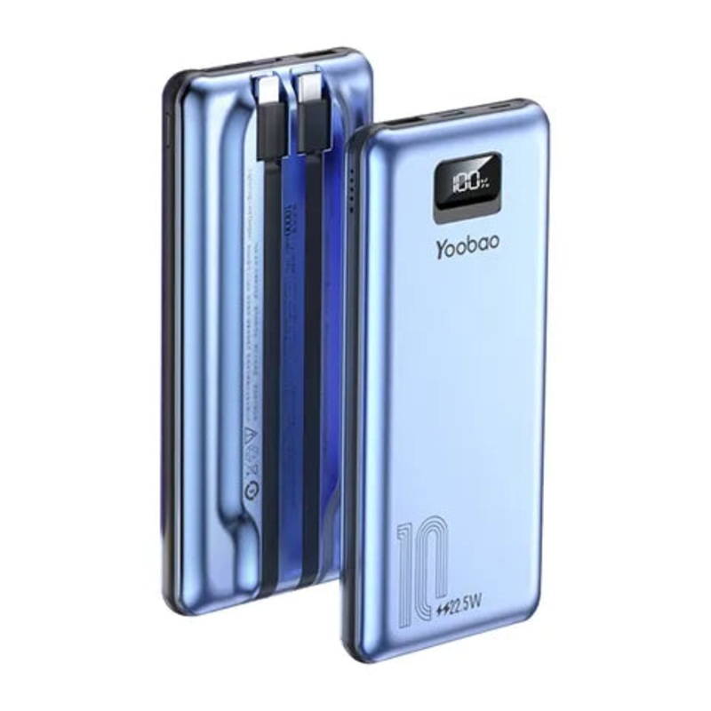[CLEARANCE] Yoobao LC2 PRO 10000mAh Portable Powerbank with LED Display, PD20W Power Delivery Quick Charge with Built-in Two-Way Type C and Lightning Cable (White)