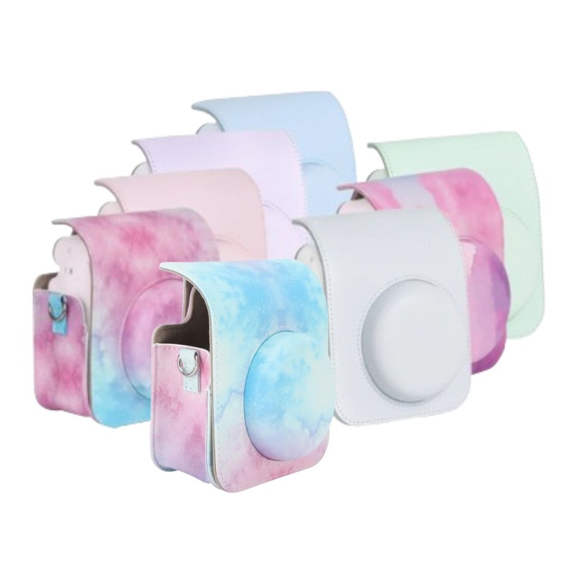 Pikxi BMP12 Fujifilm Instax Mini 12 PU Leather Soft Silicone Protective Camera Case Bag with Shoulder Strap (Lilac Purple)