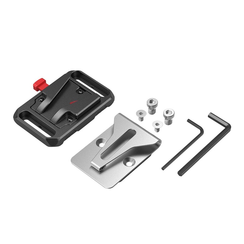 SmallRig Universal Mini V Mount Battery Plate with Belt Clip, Allen Wrench & 1/4-20 Screw with Anti-Off Design Button for Camera V Mount Batteries 2990