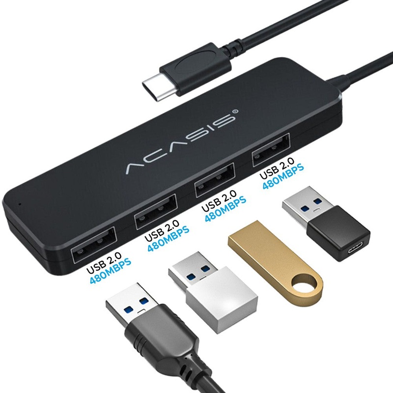[CLEARANCE] ACASIS 4-in-1 4-Port USB 2.0 to Type C Hub Splitter Docking Station with 480Mbps High-Speed 0.2m Cable for Laptop and Desktop | AC2-L42