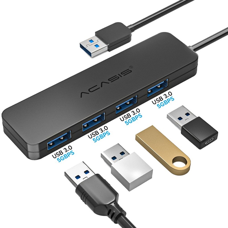 [CLEARANCE] ACASIS 4-in-1 USB 3.0 Mini External Hub Splitter Docking Station 4-Ports 5Gbps High Speed with 0.6m Cable for Laptop and Desktop | AB3-L46