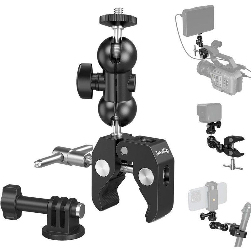 [CLEARANCE] SmallRig Multi-function Super Clamp with Double Ball Heads & 1/4Inch Screw for LCD Monitors and LED Lights 1138